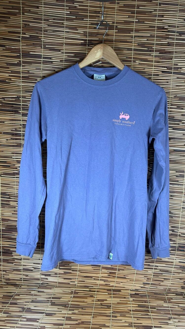 Simply Southern Mountain Hair Don't Care Jeep Small Lavender Long Sleeve T-Shirt